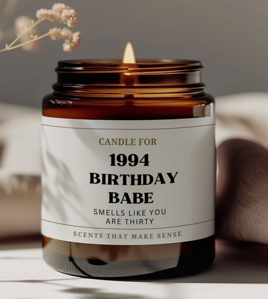 30th birthday gift for people turning thirty in 2024 funny candle that reads candle for 1994 birthday babes smells like you are thirty