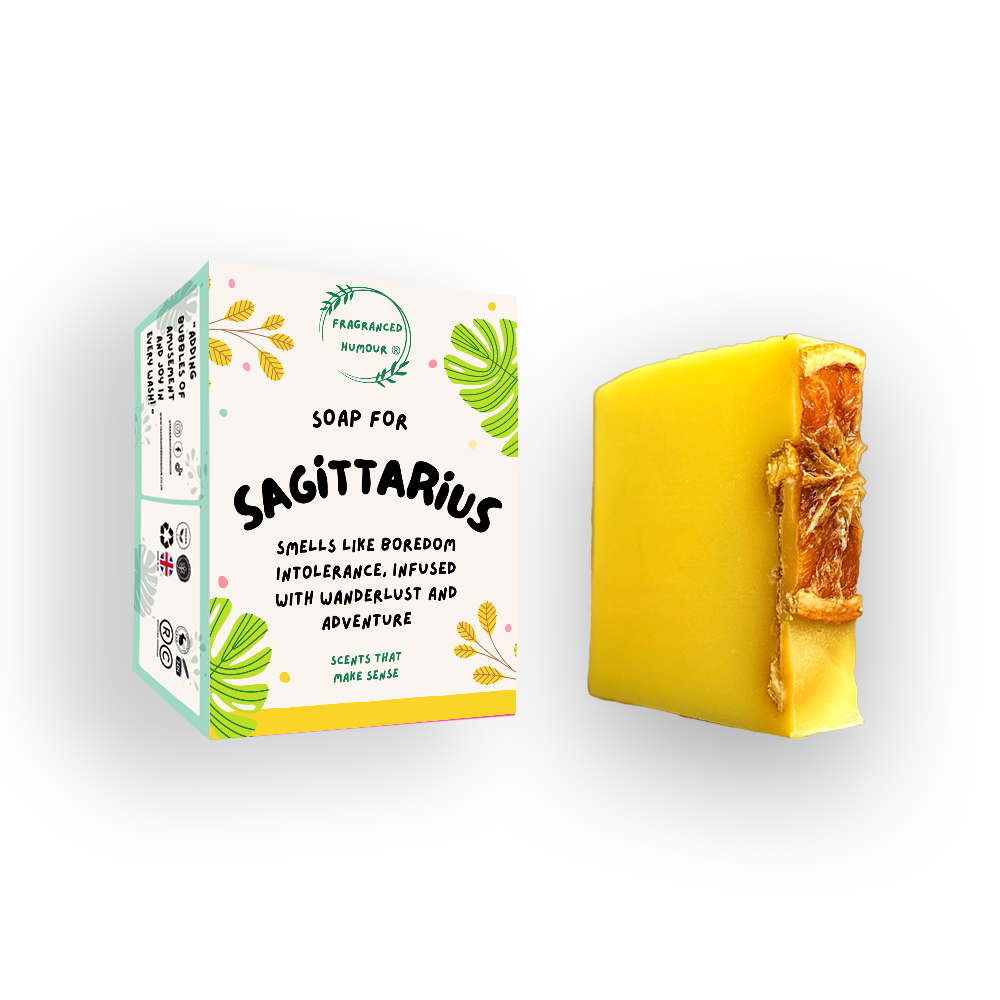 birthday gift for friend zodiac soap for sagittarius smells like boredom intolerance infused with wanderlust and adventure
