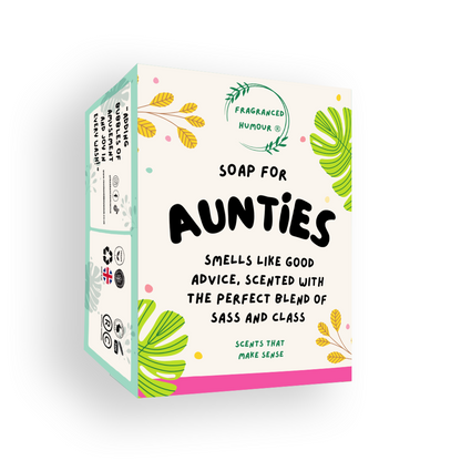 auntie birthday gift idea. novelty soap with funny text for your cool auntie.