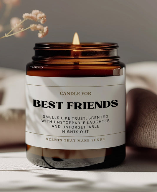 best friend birthday gift funny friendship candle that reads candle for best friends smells like trust scented with unstoppable laughter and unforgettable nights out