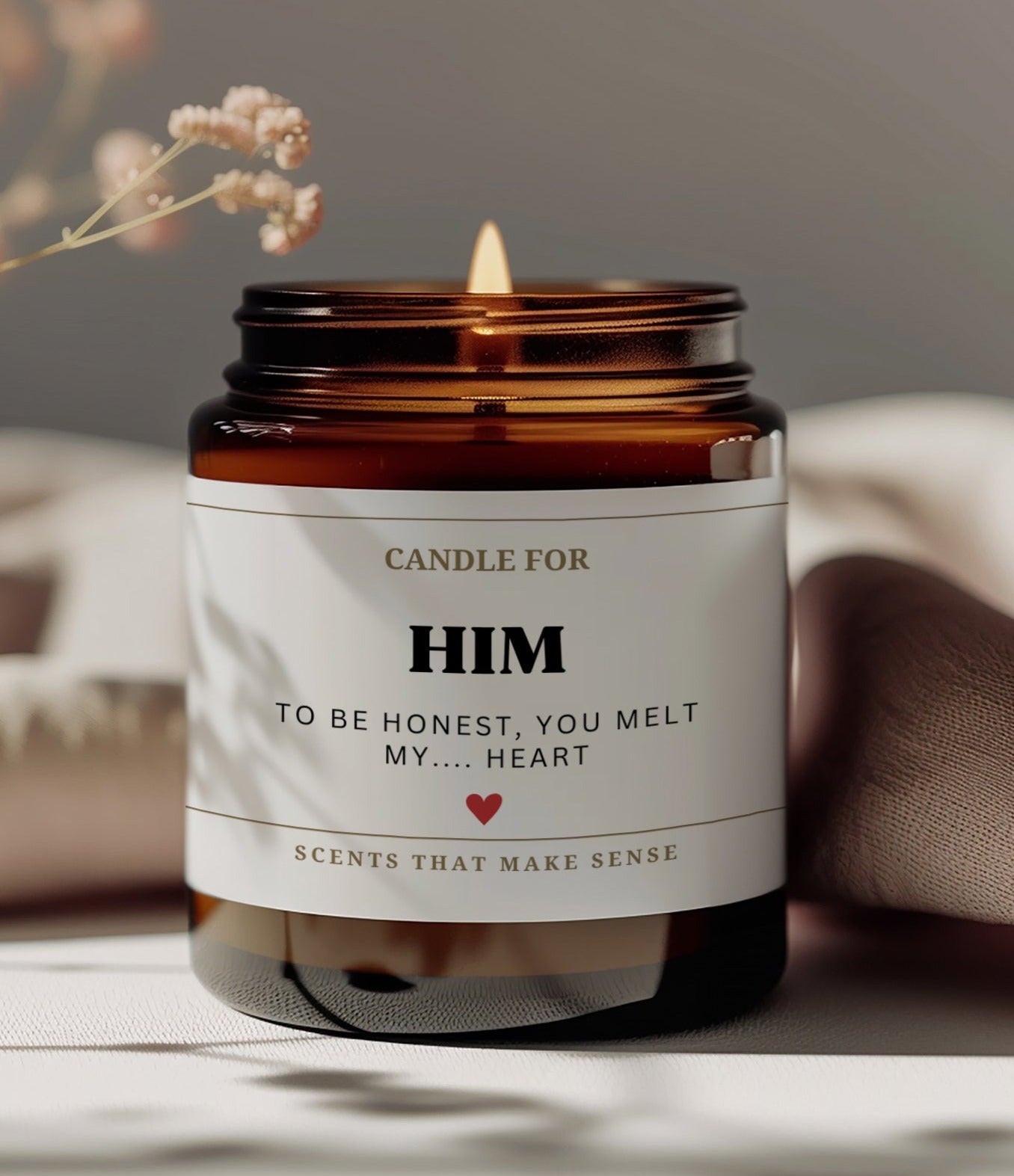 funny anniversary gift and birthday present idea for boyfriend and husband novelty candle design that reads candle for him to be honest you melt my heart