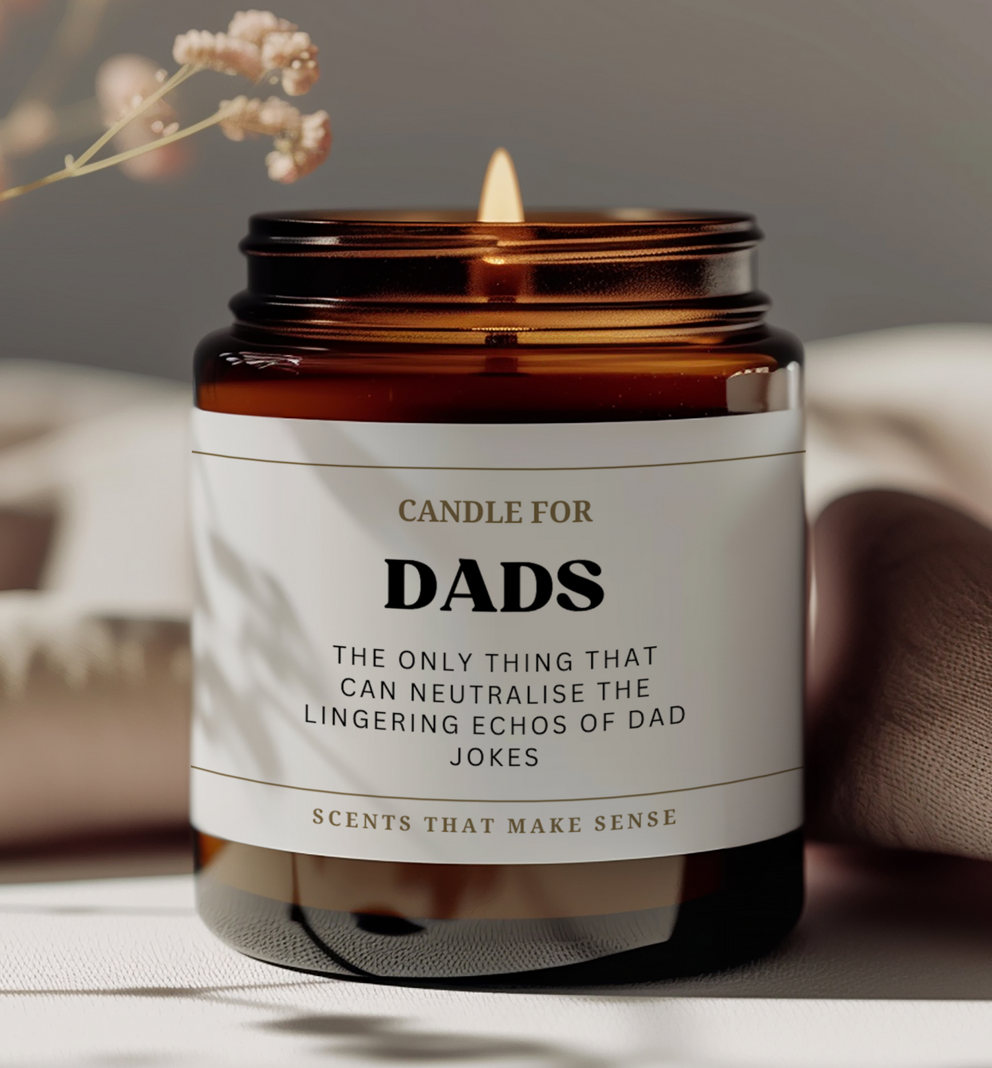 birthday gift idea for dad funny candle design that reads candle for dad the only thing that can neutralise the lingering echos of dad jokes