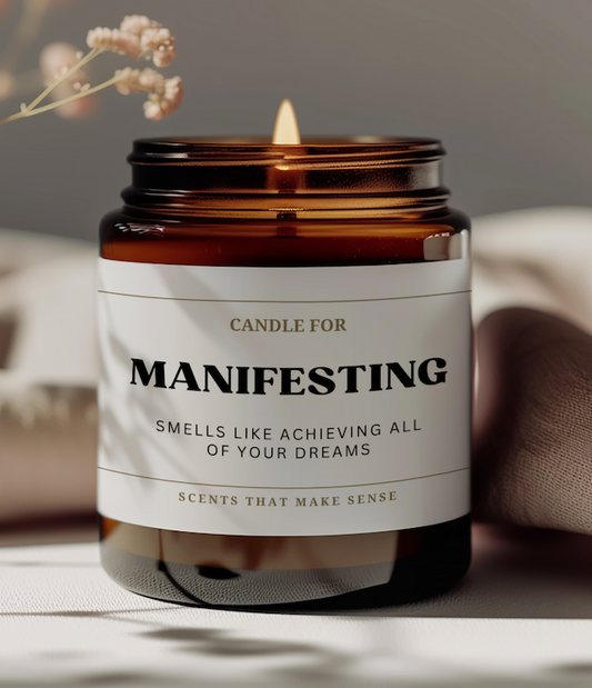 gift for manifesting birthday gift for her manifesting candle the label reads candle for manifesting smells like achieving all of your dreams