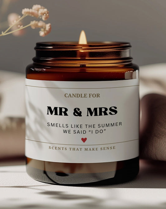 wedding gift and anniversary gift for husband and wife the novelty candle reads candle for mr and mrs smells like the summer we said i do