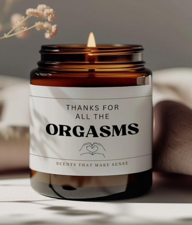 funny anniversary gift for boyfriend husband novelty candle text on the label reads thanks for all the orgasms