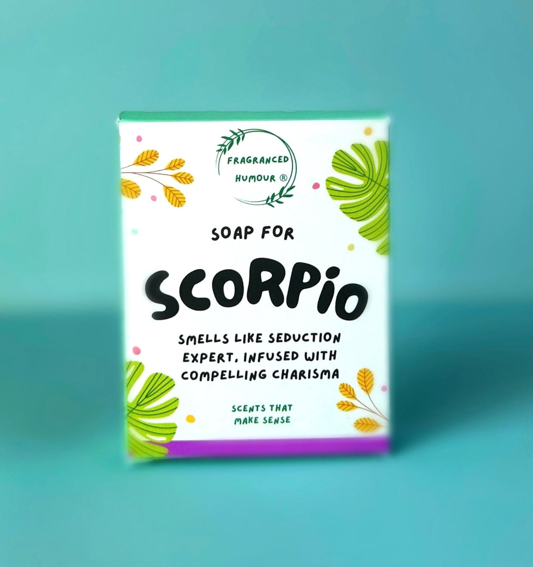 scorpio birthday gift for friends funny soap the text on the box reads soap for scorpio smells like seduction expert infused with compelling charisma